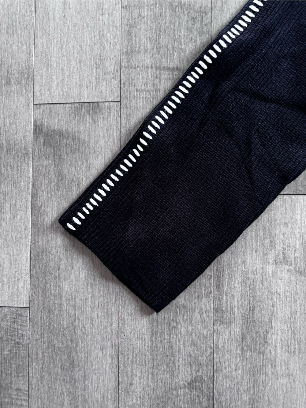 Black Crewneck Sweater with Contrast Stitch Trim - Picture 7 of 7